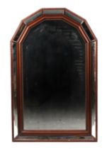 A modern bevel edged cushion framed wall mirror, 71cms wide.