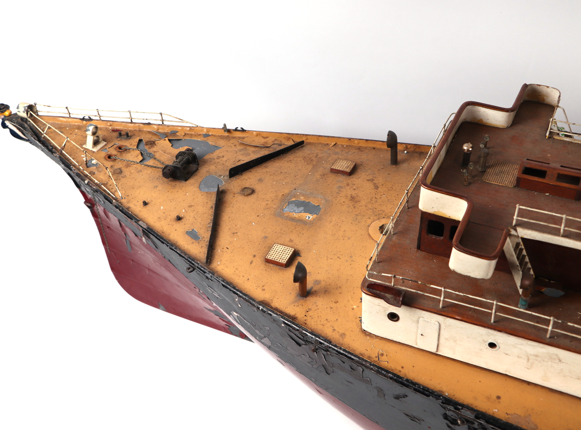 Naval interest: A large scratch built model, iron clad with brass fittings, originally steam powered - Image 2 of 7