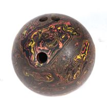 A vintage ten-pin bowling ball, cased.