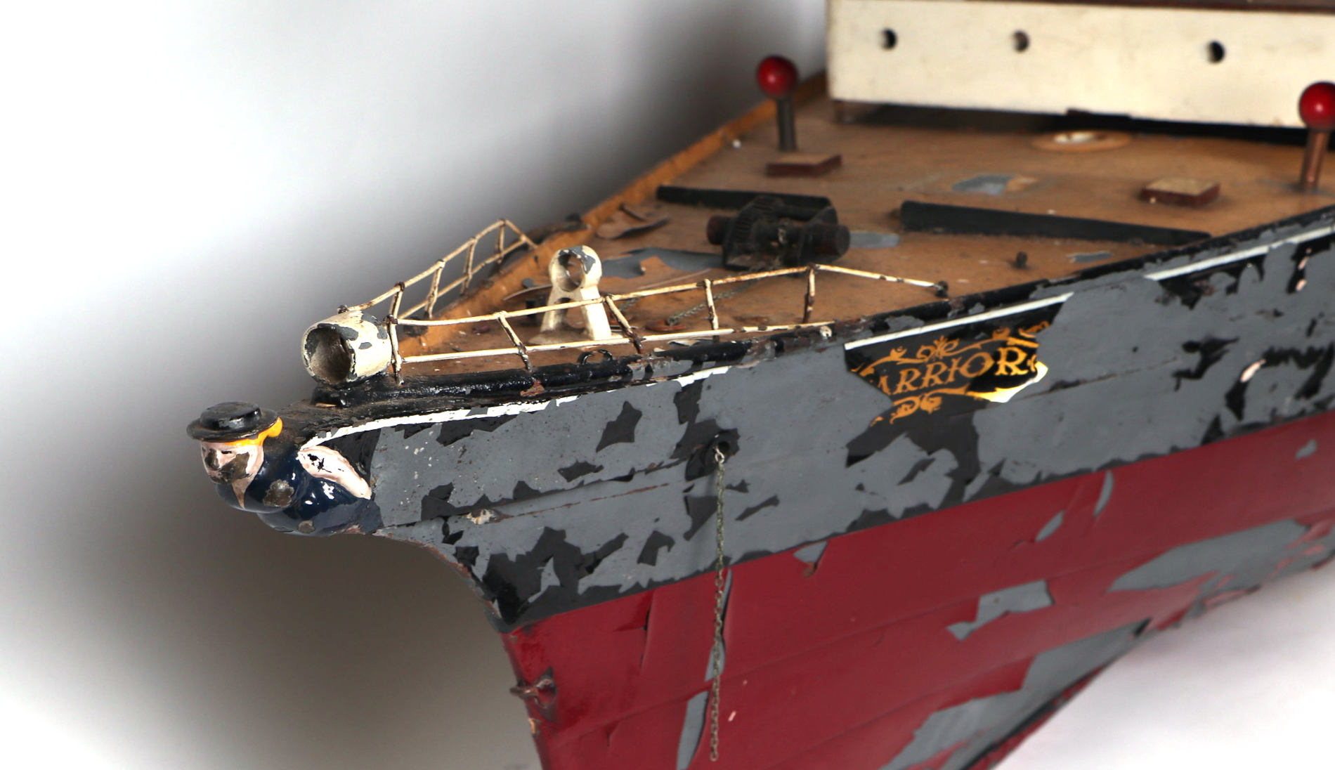 Naval interest: A large scratch built model, iron clad with brass fittings, originally steam powered - Image 6 of 7