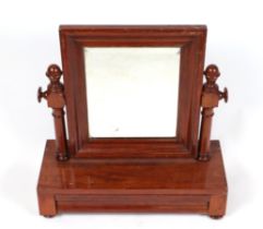 A 19th century mahogany toilet mirror with single cushion drawer, 57cms wide.