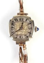 An 18ct white gold cased Art Deco ladies wristwatch, the silvered dial with Arabic numerals, on a