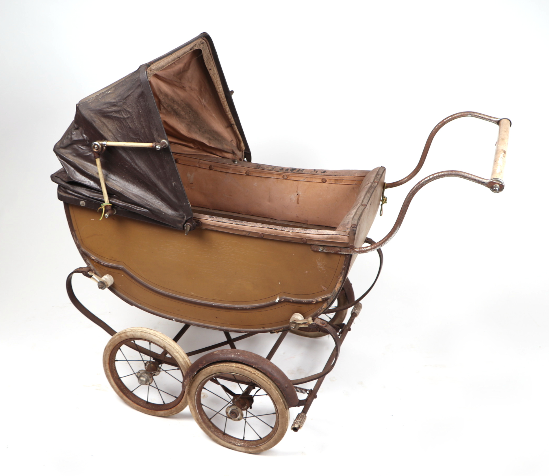 A Victorian style pram containing various plush toys and teddy bears; together with a push-along - Image 2 of 5