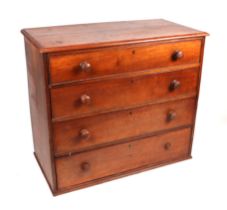 A Victorian oak chest of four graduated long drawers, 103cms wide.