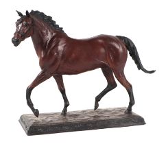 Robert Taylor: A trotting horse bronze sculpture mounted on a plinth, signed, 20cms wide.