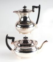 A two-piece silver plated tea service.