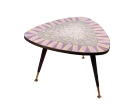 A mid century tripod mosaic coffee table designed in the 1950's / 60's probably by Berthold Müller-