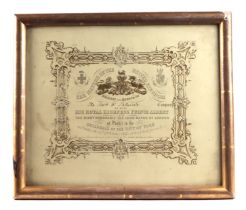 A gilded invitation to the Mayor of Hull, Rev. W Palmer to Meet His Royal Highness Prince Albert and