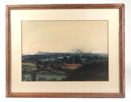 20th century school - Rural Landscape of the Somerset Levels with Glastonbury Tor in the