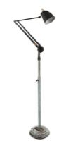 A Hadrill Horstmann mid century model counterbalanced lamp mounted on a later base to create an