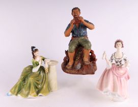 Three Royal Doulton figures, Dream Weaver HN2283; Ballad Seller HN2266; and Secret Thoughts