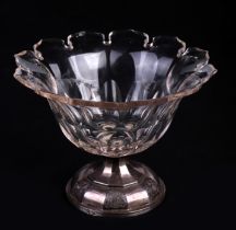 A 19th century French faceted glass pedestal bowl with silver base, 13cm high.