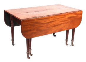 A 19th century mahogany drop-leaf extending dining table in the Waring & Gillow style, inset with