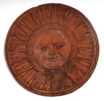 An Italian terracotta sun face wall plaque, 35cm diameter Condition Report There is no great age