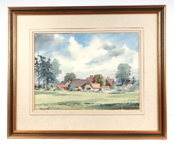 Freda Ward (modern British) - Manor Farm, Stockton - signed lower left, watercolour, framed &