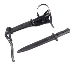 A Kinugawa diver's knife with stainless steel blade, 15cms long, with rubber scabbard; and a