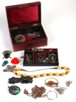 A good selection of antique and vintage costume jewellery including necklaces, brooches, rings and