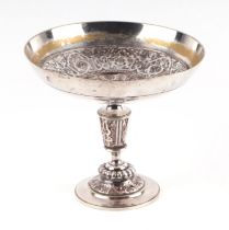 A late 19th century French silver plated tazza by Oudry & Co., 16cms high. Condition Report The