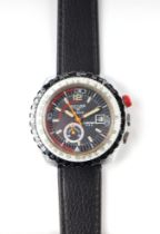 A 1960's Sicura (Breitling interest) chronograph wristwatch, the black dial with subsidiary