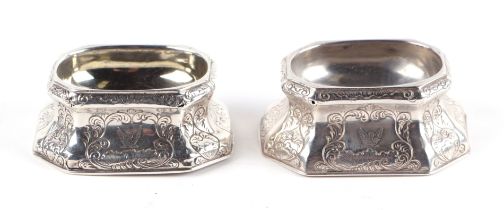 A pair of 18th century silver trencher salts of octagonal form, makers mark possibly for Mary