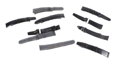 A quantity of vintage and leather wristwatch straps by Omega and Zenith, two grey Omega and one