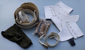 A Scottish Division No. 1 cross belt, waist belt, sash and kid leather gaiters; two pairs of No 1