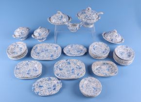 A 19th century blue & white children's or doll's porcelain dinner service to include tureens, dishes