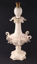 An unusual 19th century Wedgwood Creamware parfumier with acanthus leaf and rams head body and