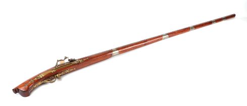 A Japanese or Vietnamese matchlock musket, Tanegashima snap lock based on circa 1550 pattern, 157cms