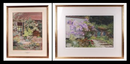 Grace Digby SSWA (modern British) - Country Garden Scene - signed lower left, watercolour,