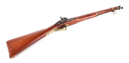 A British Army 1859 Enfield Musket Cavalry carbine with percussion, smooth bore and articulated