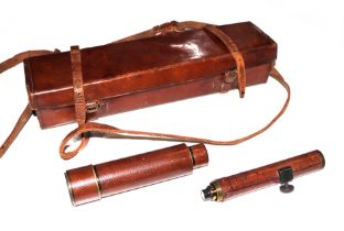 F Davidson & Co, Davon patent leather wrapped telescope, with additional variable magnifying eye