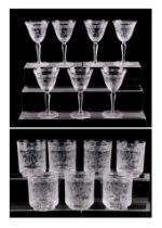 A set of six Meissen cut glass tumblers; together with seven matching wine glasses. Condition Report