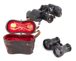 A pair of Negretti & Zambra racing binoculars, cased; together with a pair of Atkinson London The