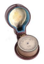 A 19th century Dollond of London gilt brass double sided pocket barometer, with opposing thermometer