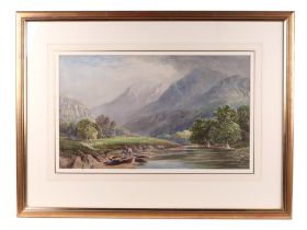 David Hall McKewan (1816-1873) - Blea Tarn, Langdale - mountainous river scene, signed lower