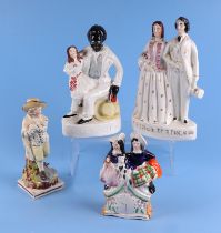 A group of 19th century Staffordshire figures to include Uncle Tom and Eva, Prince and Princess