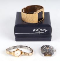 A vintage gentleman's Rotary digital watch, together with a Tegrov watch and a ladies Sekonda