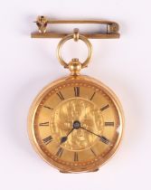 A 9ct gold open faced fob watch.