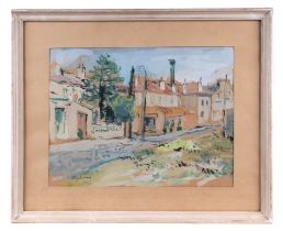 Early 20th century continental school - French Street Scene - watercolour heightened with