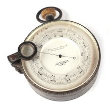 A surveying aneroid compensated pocket barometer, by J H Steward, 8cm diameter. Condition Report The