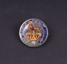 A George IV silver sixpence enamelled coin brooch dated 1826.