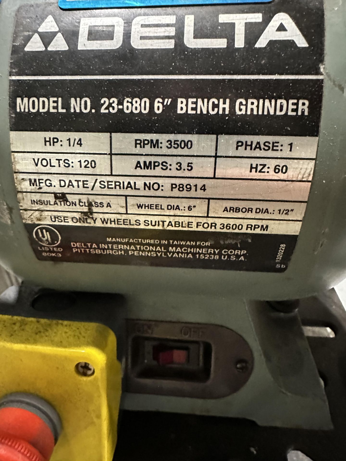 Delta 6" Bench Grinder Model 23-680 - Image 2 of 5