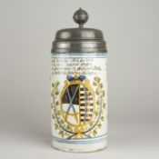 Walzenkrug Fayence Sachsen Wappen 1787