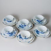 Meissen 6 x Teegedeck 3 tlg. Blaue Blume 1. Wahl Neuwertig