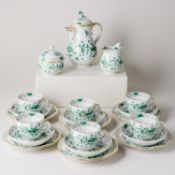 Meissen Mokka Service 6 Personen 21 Teile Indisch Grün Reich 1. Wahl Neuw.