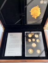 2015 ELIZABETH II 8-COIN GOLD PROOF SET IN WOODEN CASE