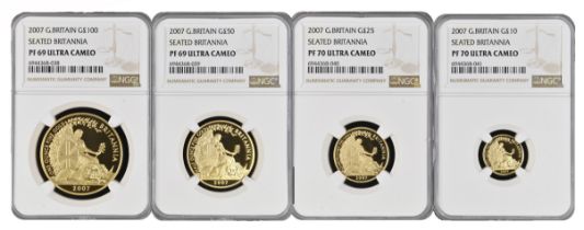 2007 ELIZABETH II PROOF GOLD 4-COIN BRITANNIA SET (ALL GRADED BY NGC)