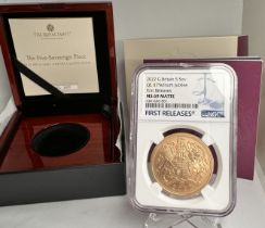 2022 ELIZABETH II PLATINUM JUBILEE GOLD 5 POUND MS69 FIRST RELEASES