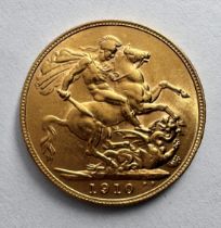 1910 EDWARD VII LONDON MINT GOLD SOVEREIGN